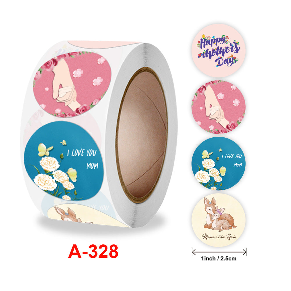 Wholesale Roll Pack Mother's Day Thank-you Flower Decoration Stickers
